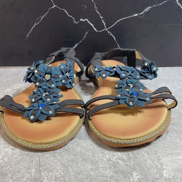Siketu Floral Sandal R-700-3 Black Size 10.5m - Picture 2 of 9